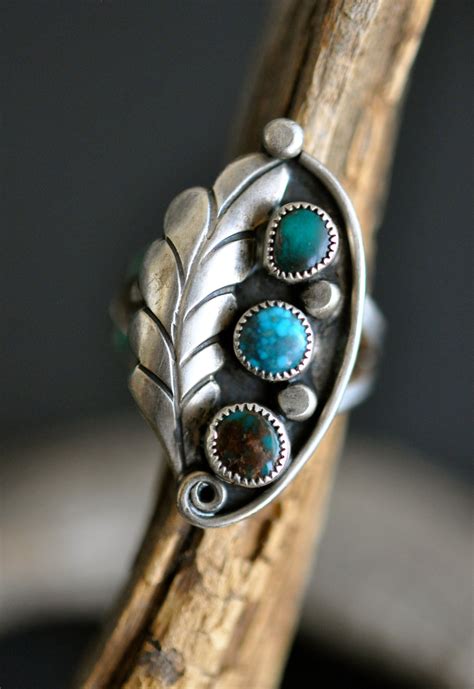 Vintage Native American Sterling Silver And Turquoise Ring Etsy