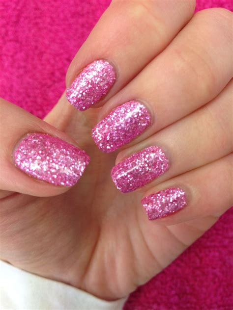 Pink Glitter Acrylic Nails Photos