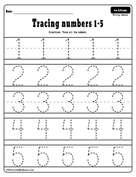 Easy Number Trace Worksheet 1 10