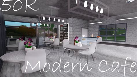 Another full pink cafe build again! Roblox Bloxburg Modern cafe (50K) (drive through) - YouTube