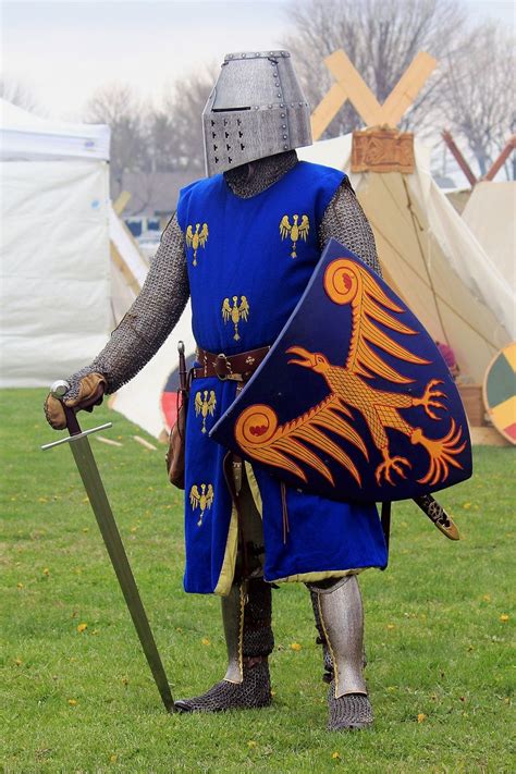 Thirteenth Century Knight In A Replica Of The Bolzano Helm Medieval