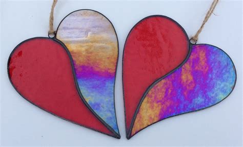 Stained Glass Red Heart Suncatcher Valentine Heart Romantic Etsy