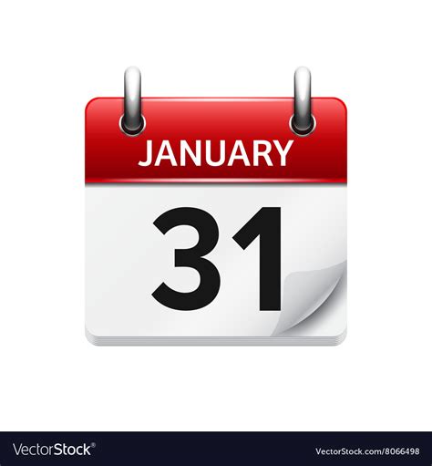 January 31 Flat Daily Calendar Icon Date Vector Image