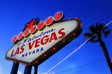 Welcome To Fabulous Las Vegas Sign At Night Nevada Editorial Stock