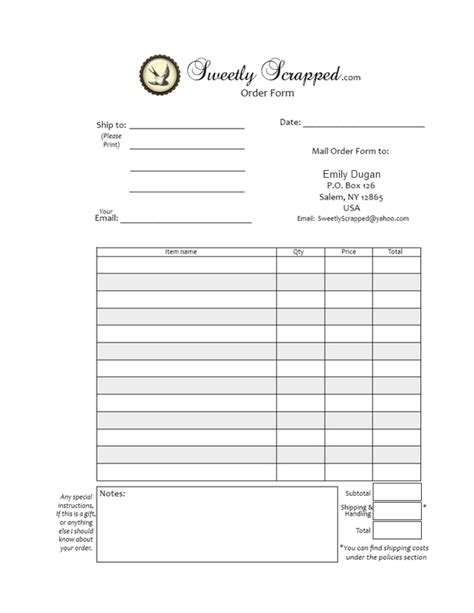 Printable Order Form Template Template Business