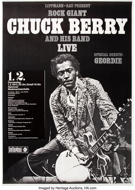 Chuck Berry 1973 Hannover Germany Concert Poster Music Lot 5223