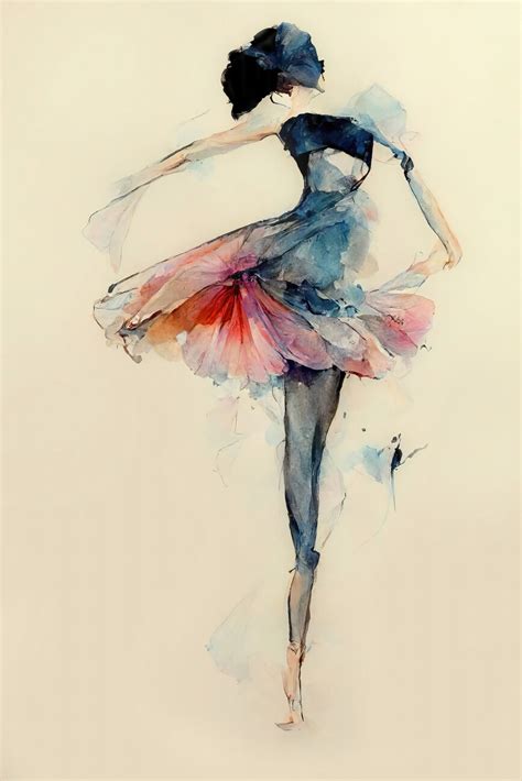 Illustration Artistiques Ballerina Watercolor Europosters