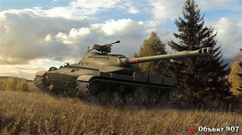Tapeta World of Tanks Czołgi Object 907 Świerk gra wideo 1366x768