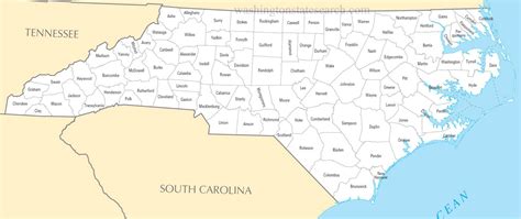 ♥ A Large Detailed North Carolina State County Map