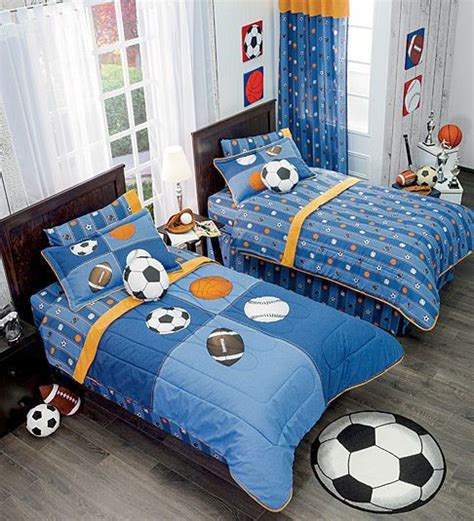 Twinfullbunk Bed Boys Football And Soccer Comforter Set With Matching