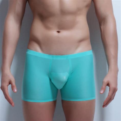 Underpants Mens Seamless Ice Silk Boxer Shorts Sexy Bikini Trunks Panties Male Gay Underwear