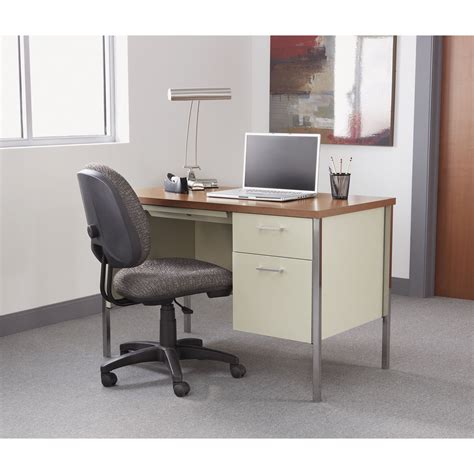 Alera Single Pedestal Steel Desk Metal Desk 45 14w X 24d X 29 12h