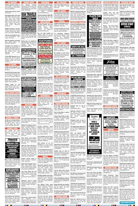 classifieds ads published in o herald o goa on 19 5 2018 advert gallery