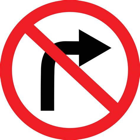 Circular Single White Red And Black No Turn Right Symbol Do Not Turn