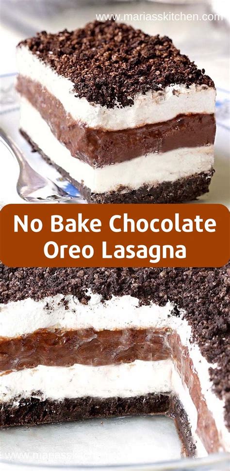 Whisk for several minutes until the pudding starts to thicken. Easy No Bake Chocolate Oreo Lasagna Recipe - Maria's ...