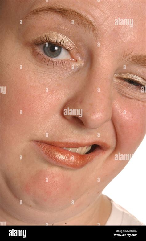 Woman Pulling A Weird Facial Expression Stock Photo Alamy