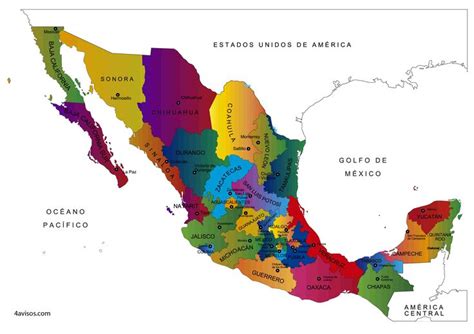 Mapa De México Y Sus Estados Para Colorear Mapa De Mexico Mapas