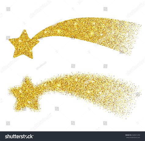 Gold Glitter Falling Stars Golden Sparkle Stars On White Background