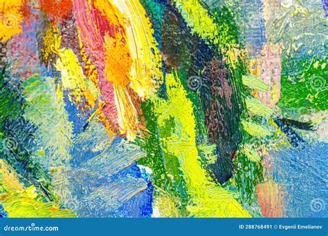Colorful Abstract Oil Painting Art Background Texture Of Canvas And