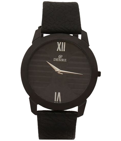 Desire Black Leather Analog Watch - Buy Desire Black ...