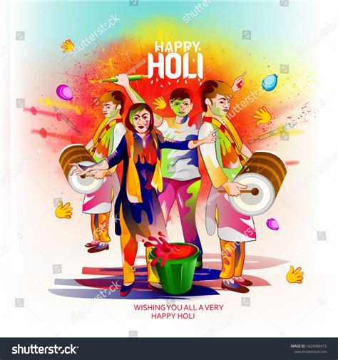 Illustration Happy Holi Festival Colors Celebration Stock Vector