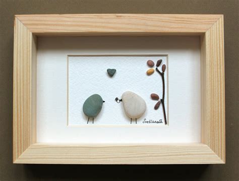 Unique Pebble Art Birds Perfect Engagement Or Wedding Anniversary Gift