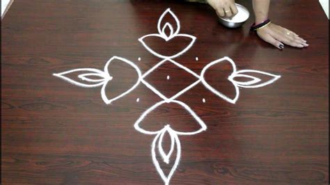 Easy Rangoli Designs For Diwali With 7 To 1 Dots Deepam Kolam Designs