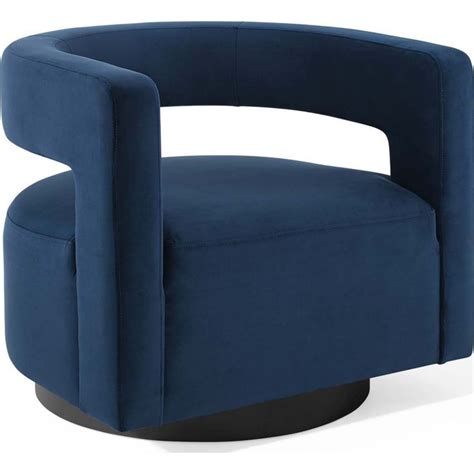 Modway Eei 3947 Mid Spin Cutaway Swivel Arm Chair Midnight Blue Velvet