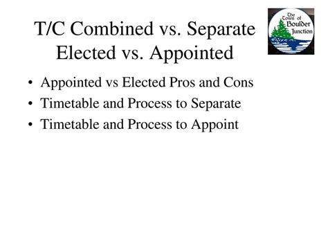 Town Clerktreasurer Combined Vs Separate Elected Vs Appointed Ppt