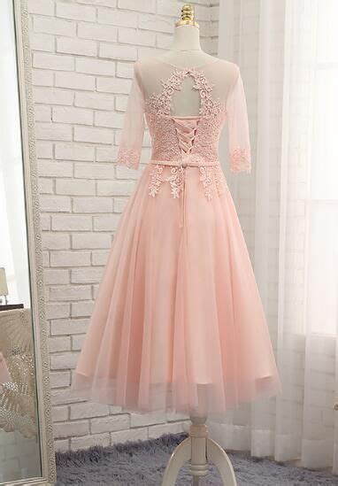 Xp320 Cute Light Pink Tea Length Tulle Prom Dresses Lace Up Party
