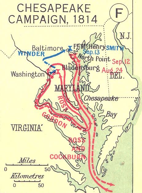 War Of 1812 Chesapeake Campaign 1814 This Map Shows The Flickr