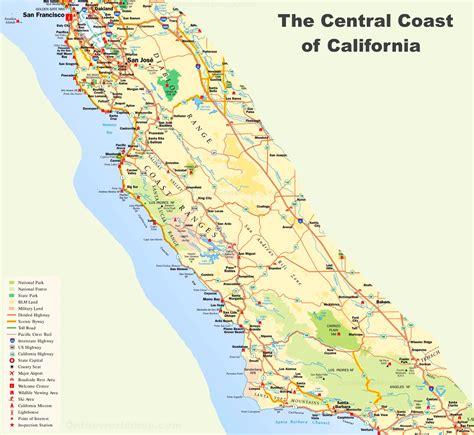 Central Coast Map Of California System Map