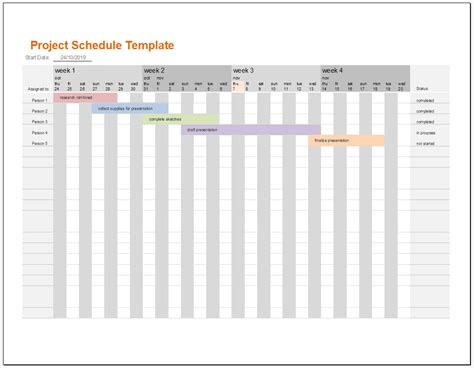 √ Free Printable Project Schedule Template Excel Templateral