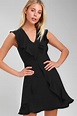 Cute Black Dress - Ruffled Dress - Sleeveless Sheath Dress - LBD - Lulus