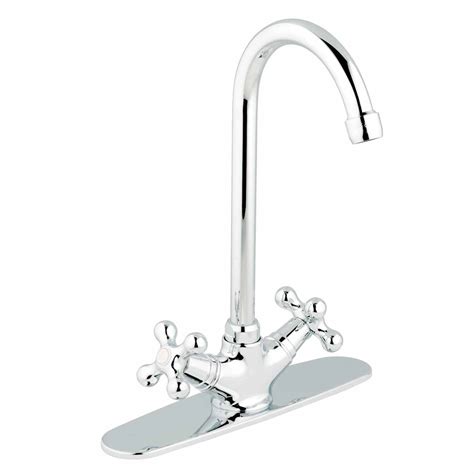 Kitchen sink faucet two handles stainless steel gooseneck white kitchen faucet. Kitchen Gooseneck Faucet Chrome Swivel Centerset 2 Handles