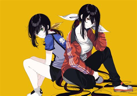 X Resolution Two Female Anime Characters Illustration Hanebado Anime Girls Hanesaki
