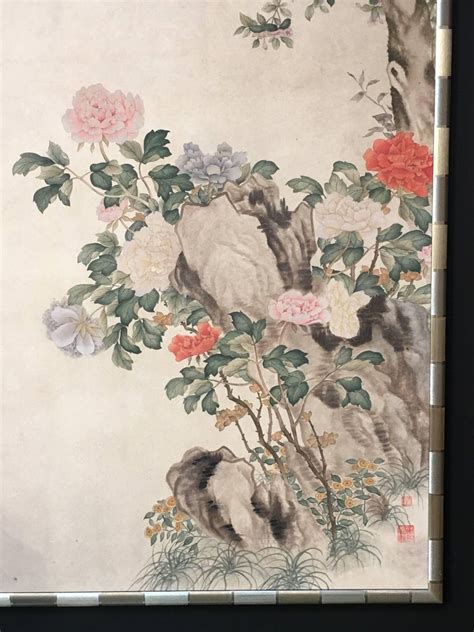 Modern Framed Chinese Hand Painted Chinoiserie Wallpaper