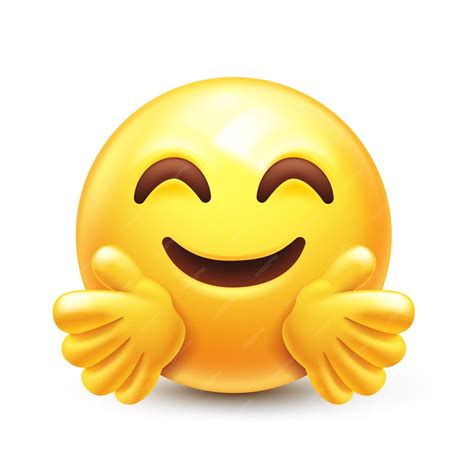 Premium Vector Hugging Emoji Emoticon Giving A Hug Happy Yellow