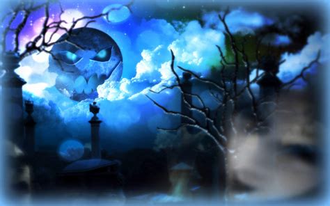 Blue Moon Halloween Hd Desktop Wallpaper Widescreen High Definition