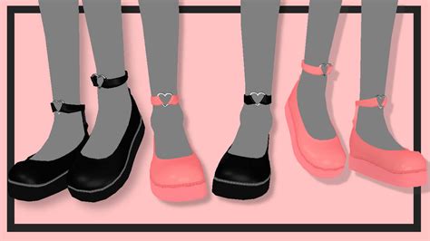 Mmd Black And Pink Heart Shoes Dl By That Alex On Deviantart