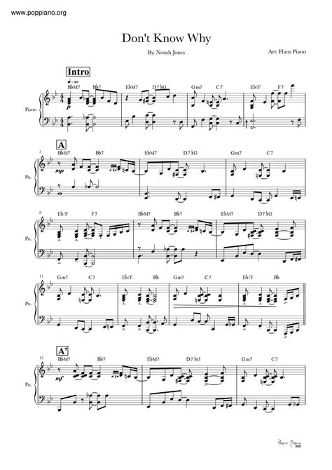 Norah Jones Dont Know Why Sheet Music Pdf Free Score Download ★