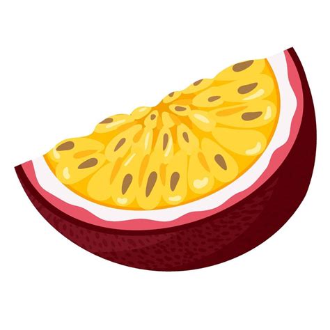 Fresh Bright Exotic Cut Slice Passion Fruit Isolated On White Background Summer Fruits For