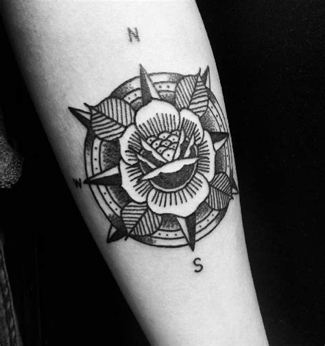 Traditional Rose Compass Done By Travis Rude Kings Cross Tattoo