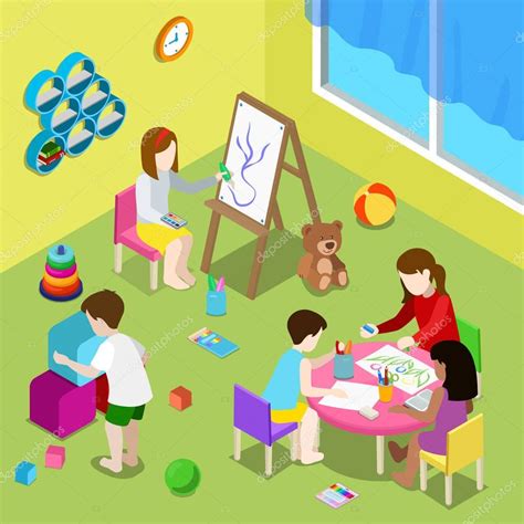 Children Drawing In Playschool Stock Illustration By ©sentavio 130516022