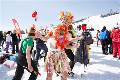 New World Record For Glamorous Swimwear Parade On Skis And Snowboards