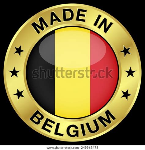 Made Belgium Gold Badge Icon Central Stock Vector Royalty Free