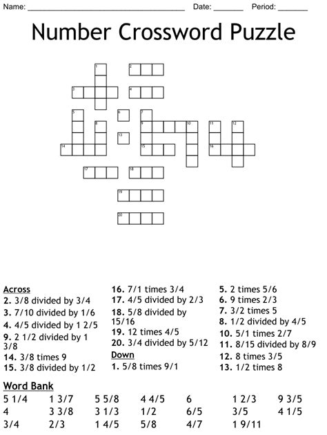 Number Crossword Puzzle Wordmint
