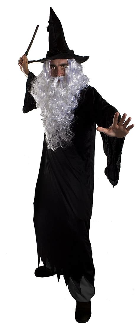 Dark Wizard Halloween Fancy Dress Costume For Men Black Ragged Robe