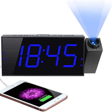 Projection Alarm Clock Pictek Curved Screen Dual Alarrm Usb