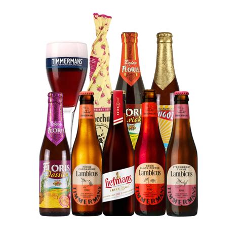 Belgian Fruit Beer Mixed Case With Timmermans Glass 8 Pack